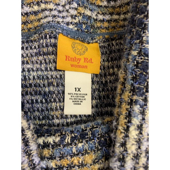 Ruby Road Sweater Womens Plus Size 1X Textured Woven Fabric Blue Boho Turtleneck - Picture 6 of 11